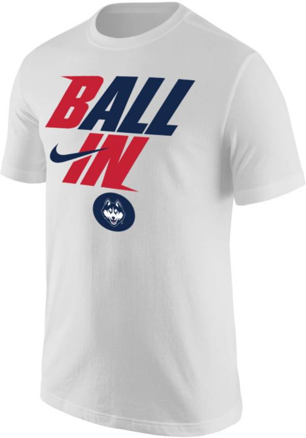 Nike Men's UConn Huskies White 2022 Basketball BALL IN Bench T-Shirt