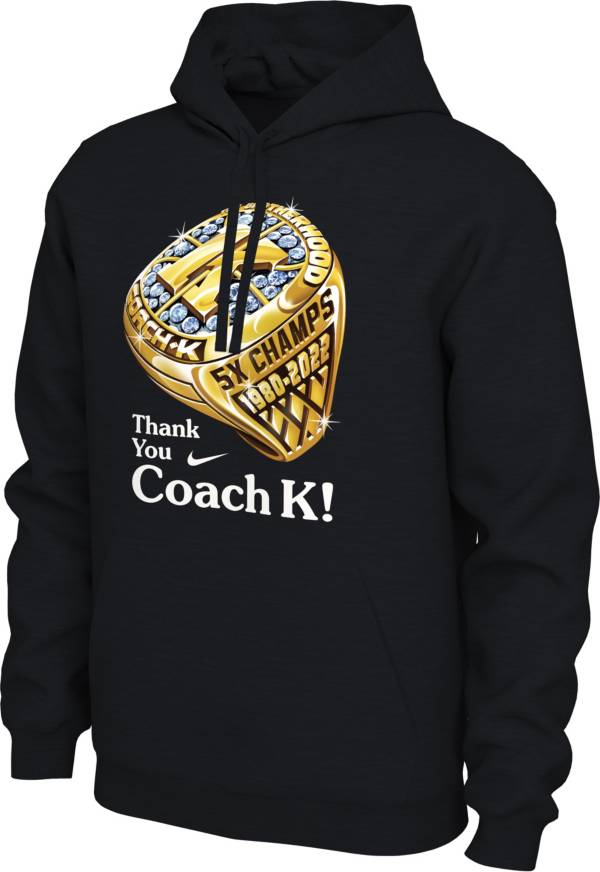 Nike Men's Duke Blue Devils Black Basketball Coach K Retirement Ring Hoodie