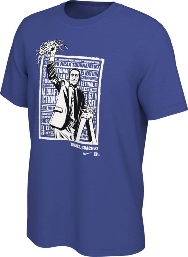 Nike Men's Duke Blue Devils Duke Blue Basketball Coach K Retirement T-Shirt