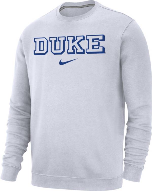 Nike Men's Duke Blue Devils White Club Fleece Crew Neck Sweatshirt