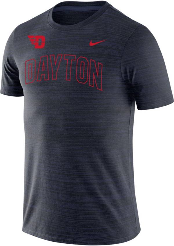 Nike Men's Dayton Flyers Blue Dri-FIT Velocity Stencil T-Shirt