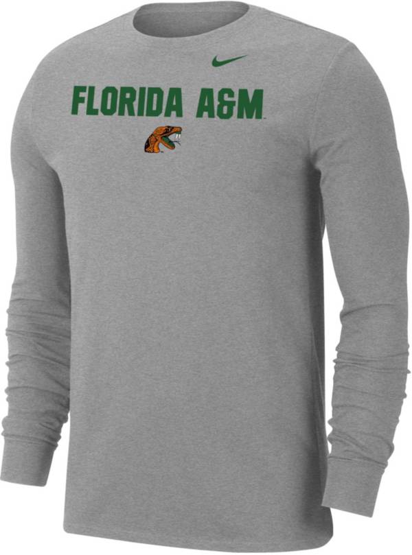 Nike Men's Florida A&M Rattlers Grey Dri-FIT Cotton Long Sleeve T-Shirt