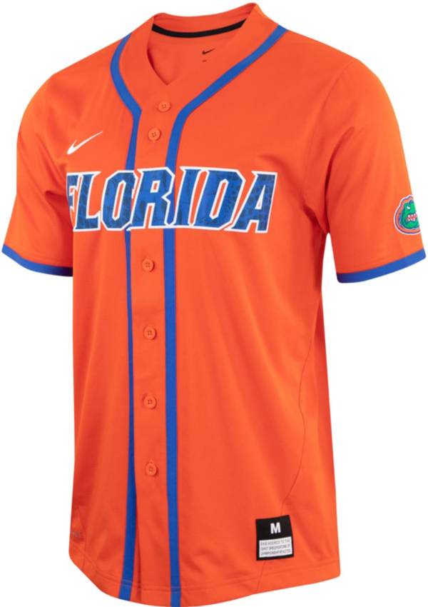 Nike Men's Florida Gators Orange Full Button Replica Baseball Jersey