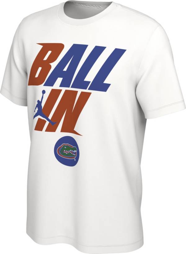 Jordan Men's Florida Gators White 2022 Basketball BALL IN Bench T-Shirt