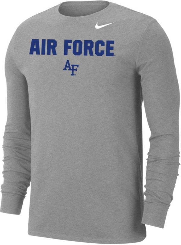Nike Men's Air Force Falcons Silver Dri-FIT Cotton Long Sleeve T-Shirt