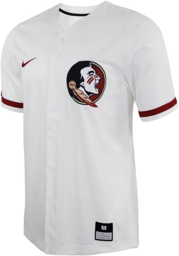 Nike Florida State Seminoles White Full Button Replica Softball Jersey