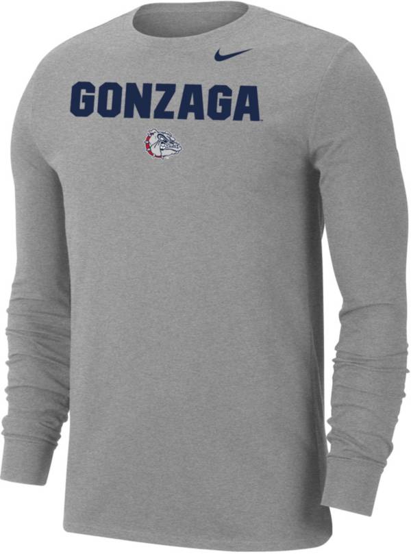 Nike Men's Gonzaga Bulldogs Grey Dri-FIT Cotton Long Sleeve T-Shirt