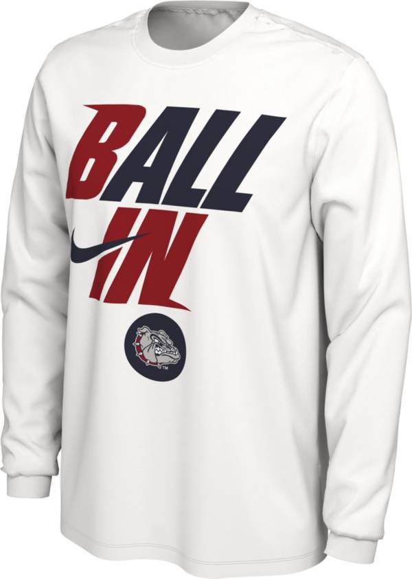 Nike Men's Gonzaga Bulldogs White 2022 Basketball BALL IN Bench Long Sleeve T-Shirt product image