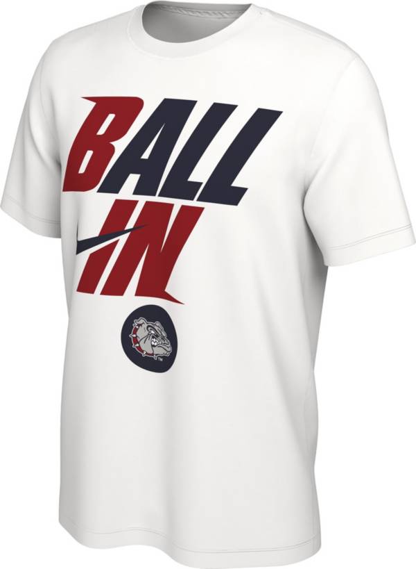 Nike Men's Gonzaga Bulldogs White 2022 Basketball BALL IN Bench T-Shirt