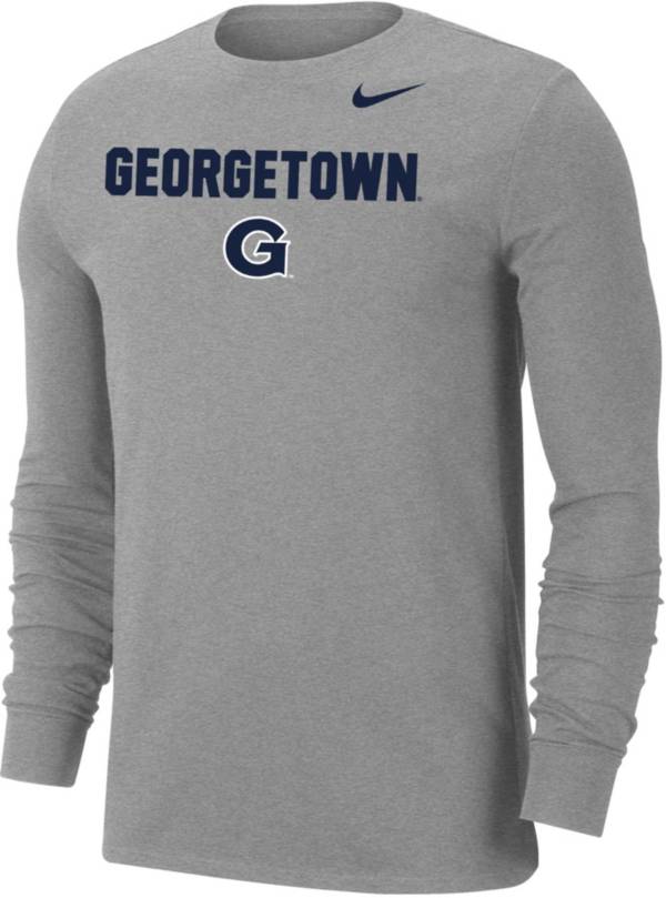 Nike Men's Georgetown Hoyas Grey Dri-FIT Cotton Long Sleeve T-Shirt