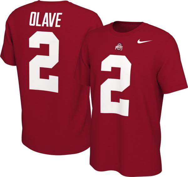 Nike Men's Ohio State Buckeyes Chris Olave #2 Scarlet Football Jersey T-Shirt