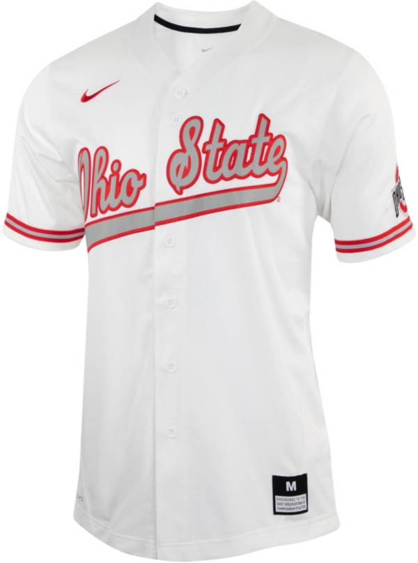 Nike Men's Ohio State Buckeyes White Full Button Replica Baseball Jersey product image