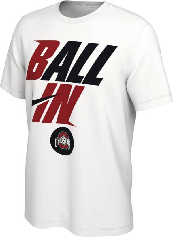 Nike Men's Ohio State Buckeyes White 2022 Basketball BALL IN Bench T-Shirt