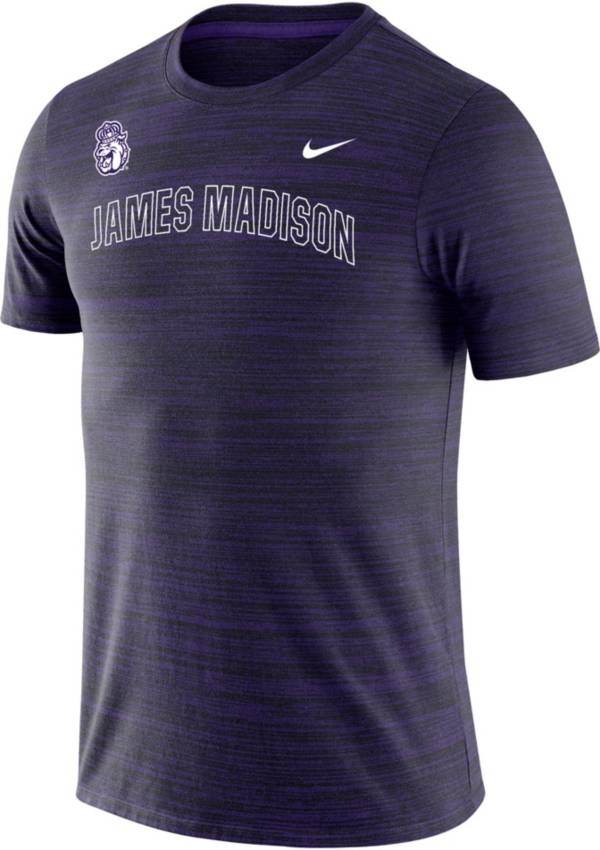 Nike Men's James Madison Dukes Purple Dri-FIT Velocity Stencil T-Shirt