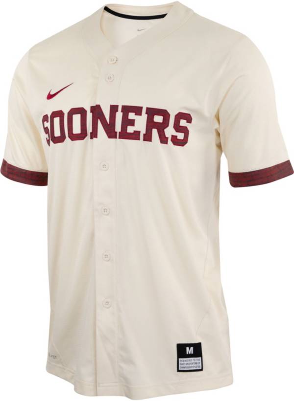 Nike Men's Oklahoma Sooners Cream Full Button Replica Baseball Jersey