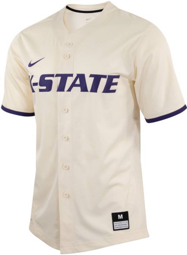 Nike Men's Kansas State Wildcats Cream Full Button Replica Baseball Jersey