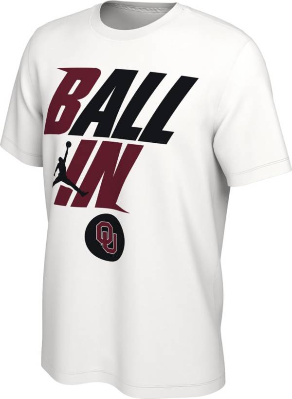 Jordan Men's Oklahoma Sooners White 2022 Basketball BALL IN Bench T-Shirt product image