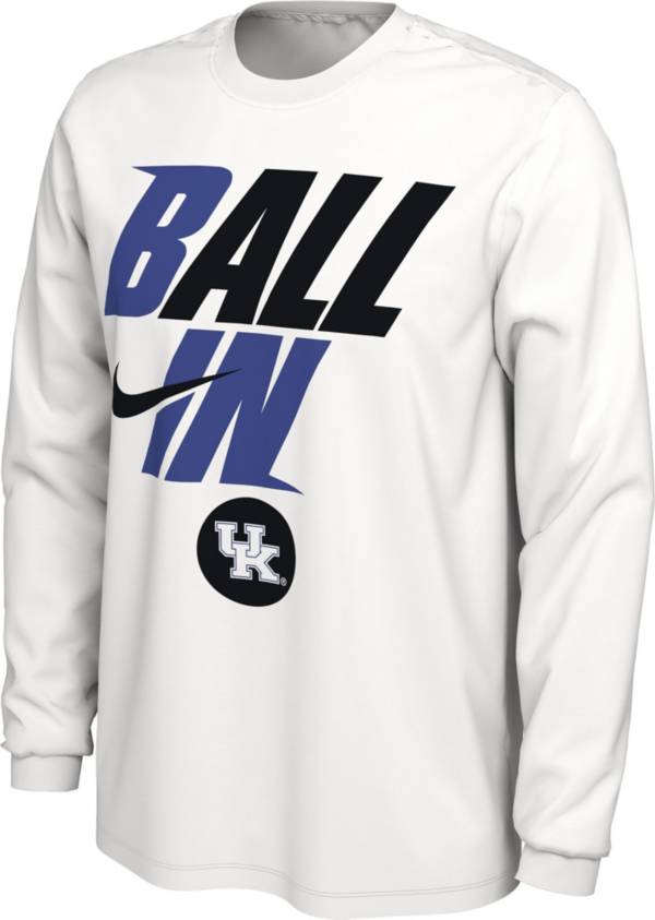 Nike Men's Kentucky Wildcats White 2022 Basketball BALL IN Bench Long Sleeve T-Shirt product image