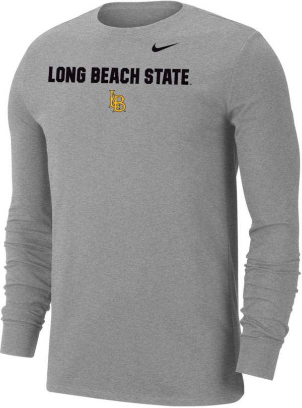 Nike Men's Long Beach State 49ers Grey Dri-FIT Cotton Long Sleeve T-Shirt