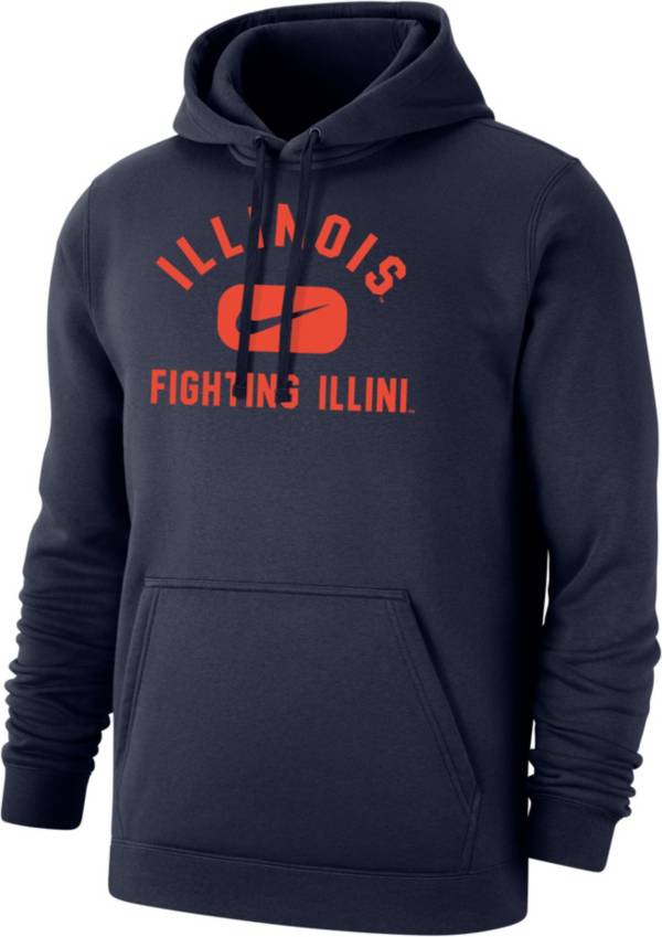 Nike Men's Illinois Fighting Illini Blue Club Fleece Wordmark Pullover Hoodie