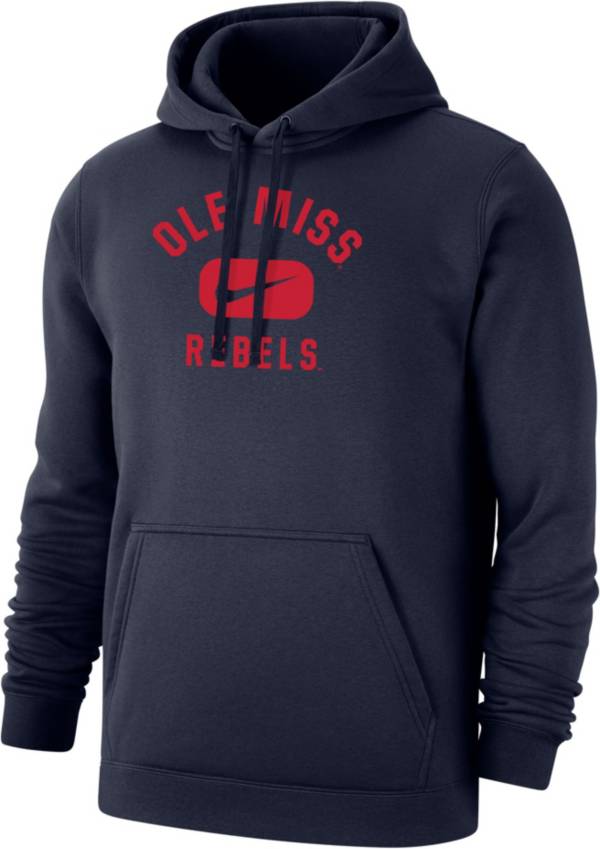 Nike Men's Ole Miss Rebels Blue Club Fleece Wordmark Pullover Hoodie product image