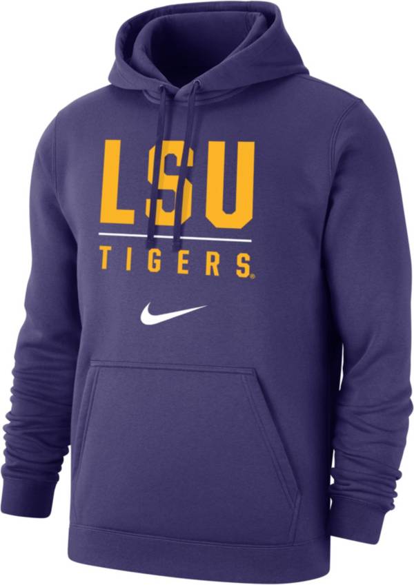 Nike Men's LSU Tigers Purple Club Fleece Wordmark Pullover Hoodie product image
