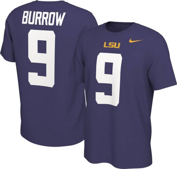 Nike Men's LSU Tigers Joe Burrow #9 Purple Football Jersey T-Shirt