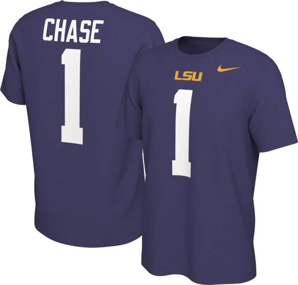 Nike Men's LSU Tigers Ja'Marr Chase #1 Purple Football Jersey T-Shirt