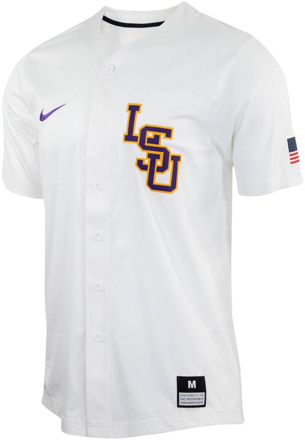 Nike Men's LSU Tigers White Full Button Replica Baseball Jersey product image