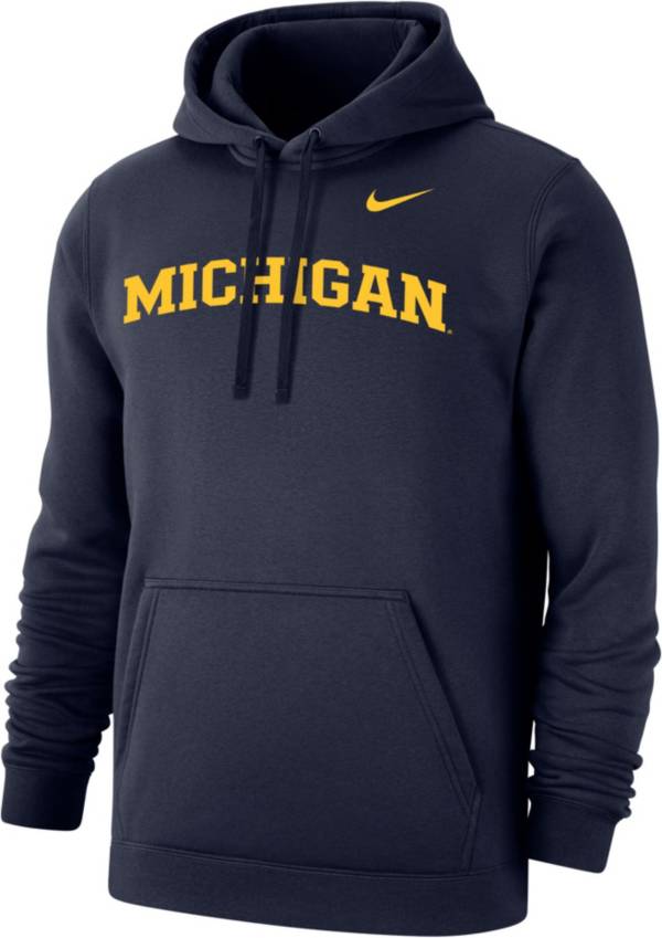 Nike Men's Michigan Wolverines Blue Club Fleece Wordmark Pullover Hoodie