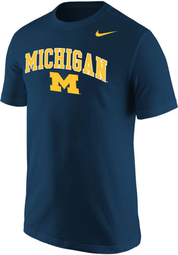 Nike Men's Michigan Wolverines Blue Core Cotton Arch T-Shirt