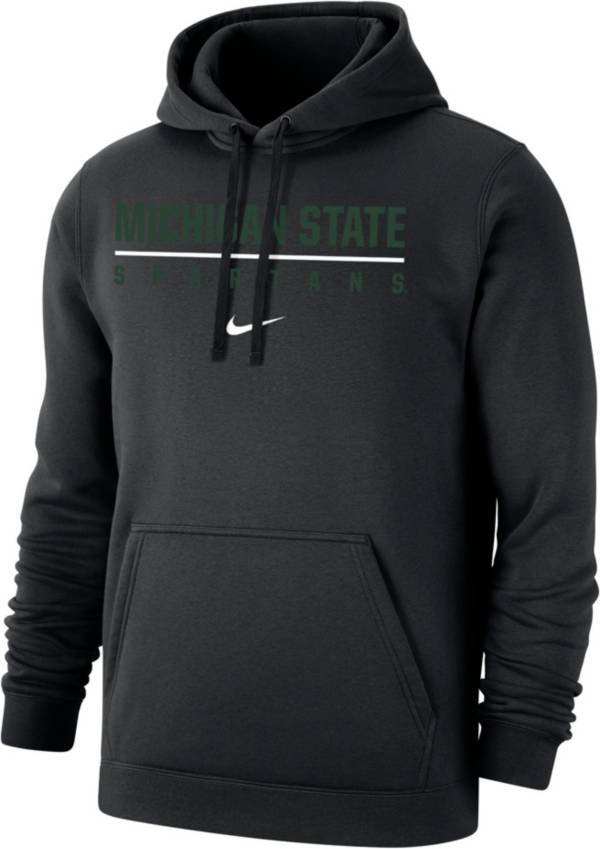 Nike Men's Michigan State Spartans Black Club Fleece Wordmark Pullover Hoodie