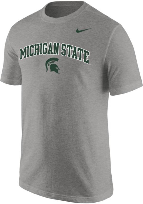 Nike Men's Michigan State Spartans Grey Core Cotton Arch T-Shirt