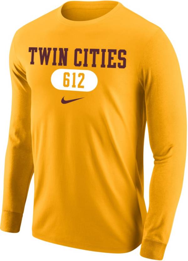 Nike Men's Minnesota Golden Gophers Gold Twin Cities 612 Area Code Long Sleeve T-Shirt product image