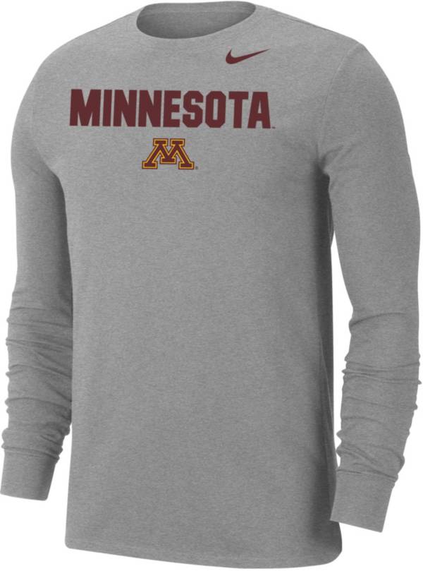 Nike Men's Minnesota Golden Gophers Grey Dri-FIT Cotton Long Sleeve T-Shirt product image