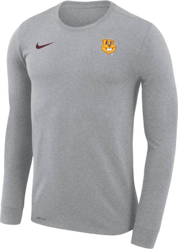 Nike Men's Minnesota Golden Gophers Grey Dri-FIT Legend Goldy Face Long Sleeve T-Shirt