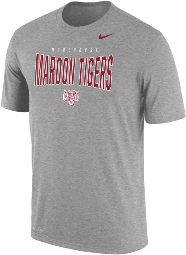 Nike Men's Morehouse College Maroon Tigers Grey Dri-FIT Cotton T-Shirt