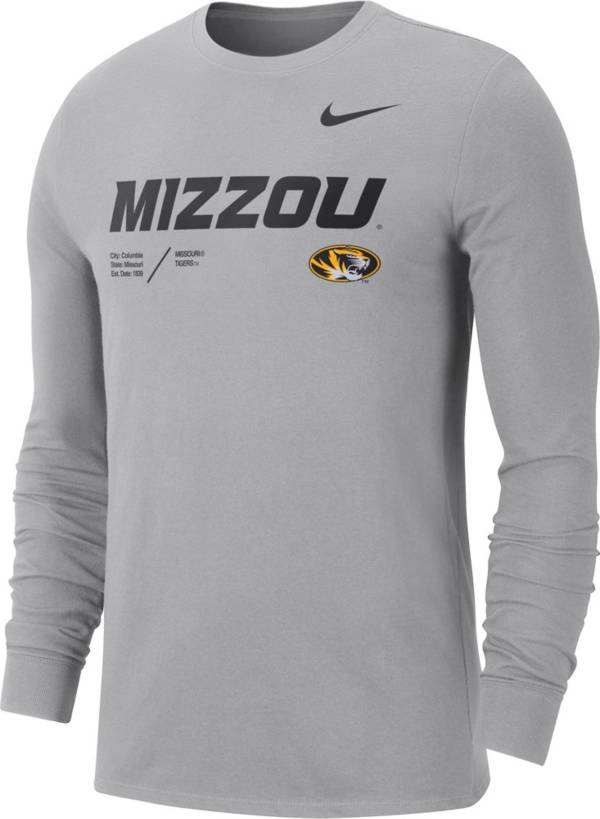 Nike Men's Missouri Tigers Grey Dri-FIT Cotton Long Sleeve T-Shirt product image
