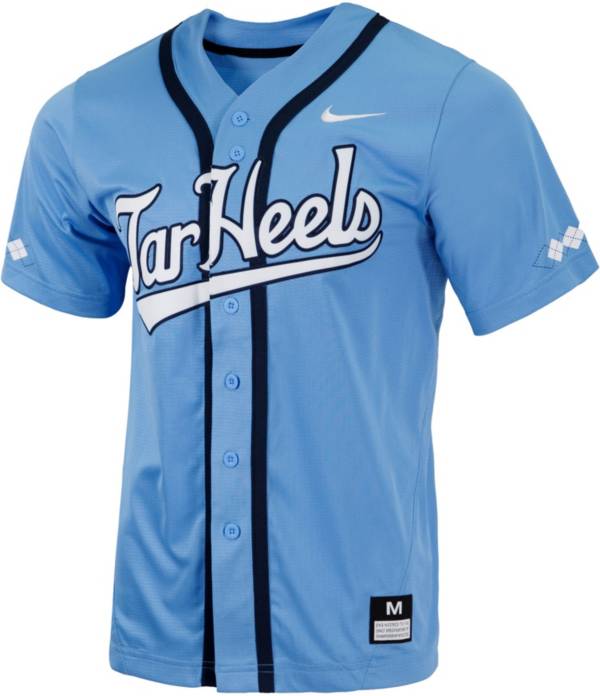 Nike Men's North Carolina Tar Heels Carolina Blue Full Button Replica Baseball Jersey