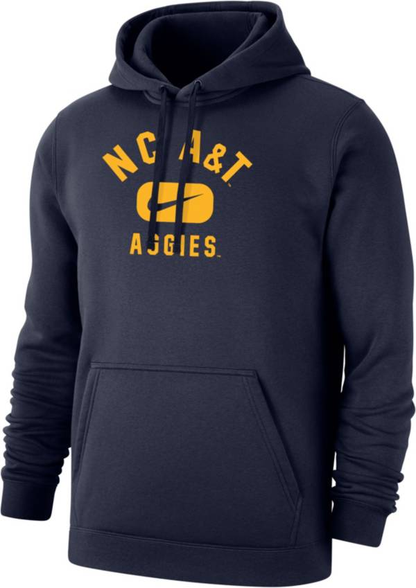 Nike Men's North Carolina A&T Aggies Aggie Blue Club Fleece Wordmark Pullover Hoodie