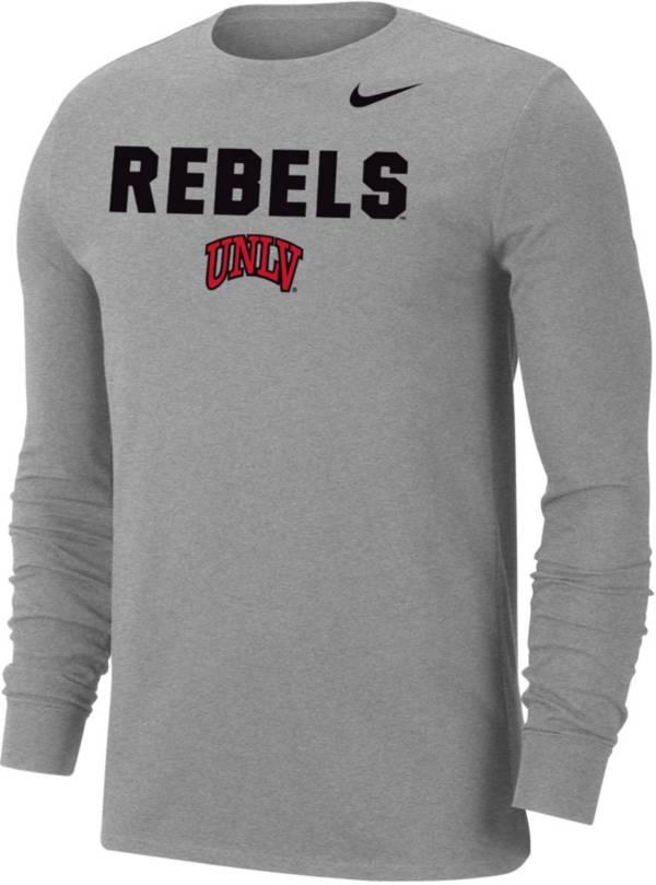 Nike Men's UNLV Rebels Grey Dri-FIT Cotton Long Sleeve T-Shirt