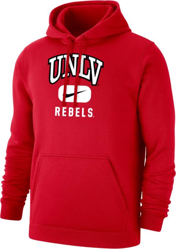 Nike Men's UNLV Rebels Scarlet Club Fleece Wordmark Pullover Hoodie