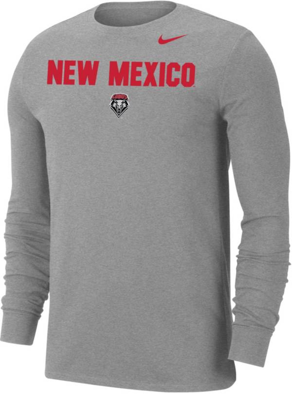 Nike Men's New Mexico Lobos Grey Dri-FIT Cotton Long Sleeve T-Shirt