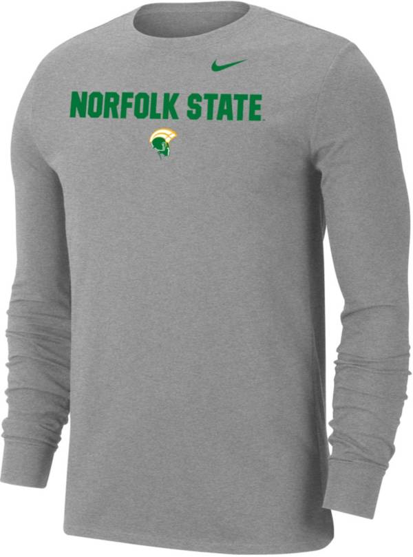 Nike Men's Norfolk State Spartans Grey Dri-FIT Cotton Long Sleeve T-Shirt