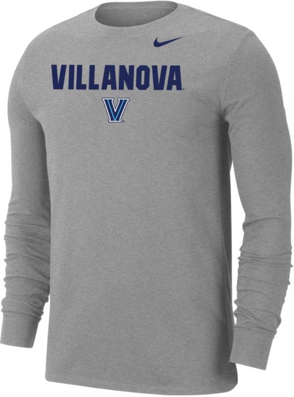 Nike Men's Villanova Wildcats Grey Dri-FIT Cotton Long Sleeve T-Shirt