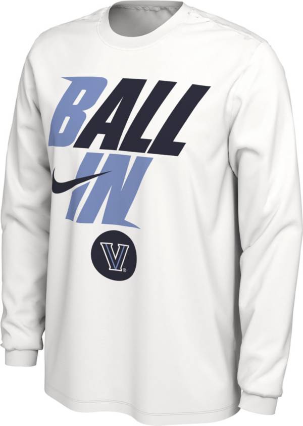Nike Men's Villanova Wildcats White 2022 Basketball BALL IN Bench Long Sleeve T-Shirt