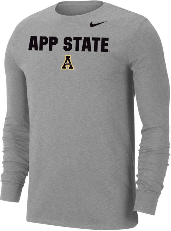 Nike Men's Appalachian State Mountaineers Grey Dri-FIT Cotton Long Sleeve T-Shirt