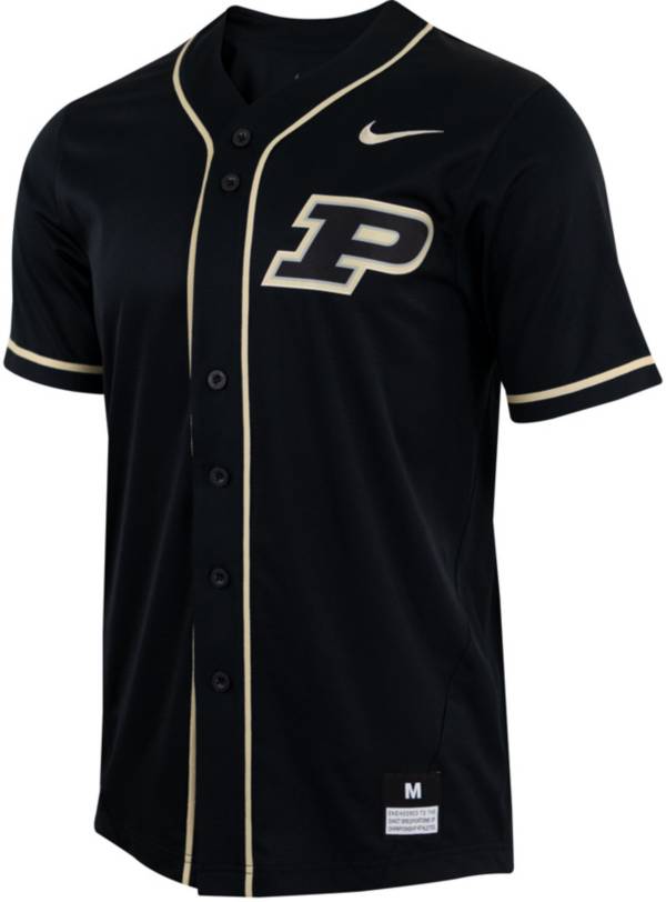 Nike Men's Purdue Boilermakers Black Full Button Replica Baseball Jersey