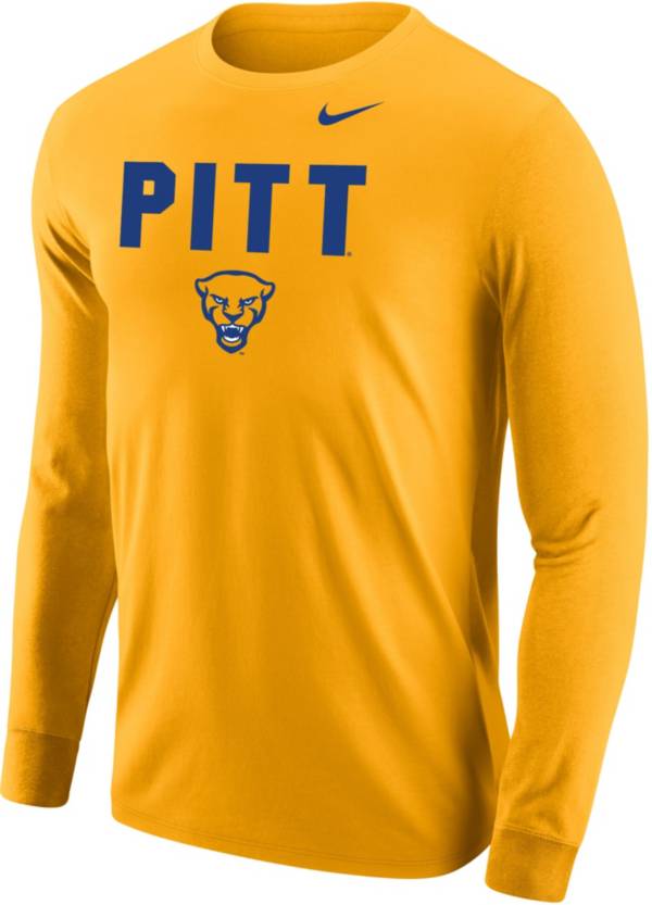 Nike Men's Pitt Panthers Gold Core Cotton Graphic Long Sleeve T-Shirt