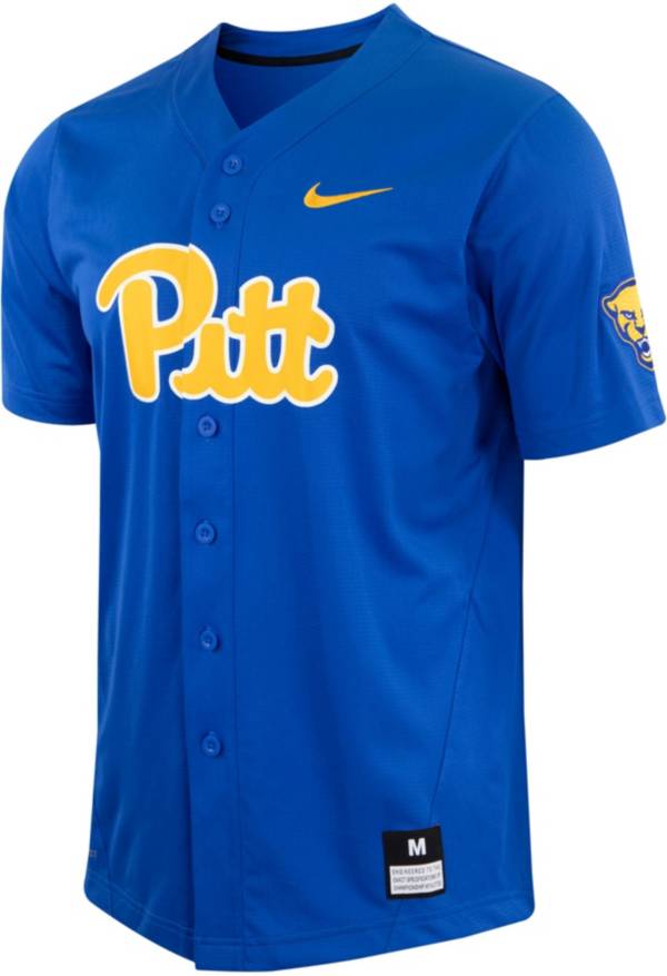 Nike Men's Pitt Panthers Blue Full Button Replica Baseball Jersey